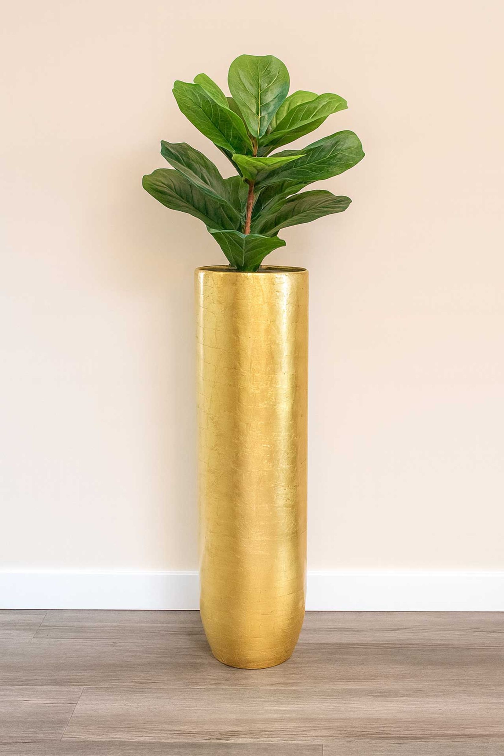 Pflanzgefäß Bodenvase SOLERIO Fiberglas Gold Hochglanz