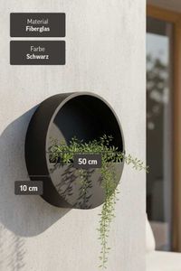 Wandtopf MURA Fiberglas 50x10 cm Schwarz