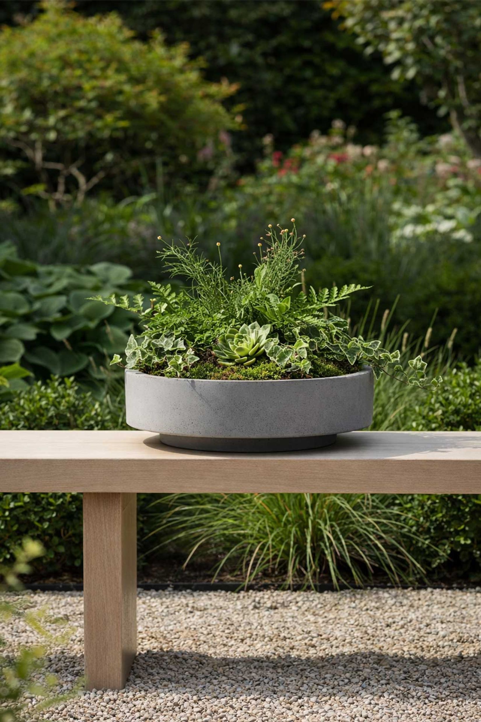 Pflanzschale Dekoschale rund Fiberglas ESCADA LOW Beton-Design Grau