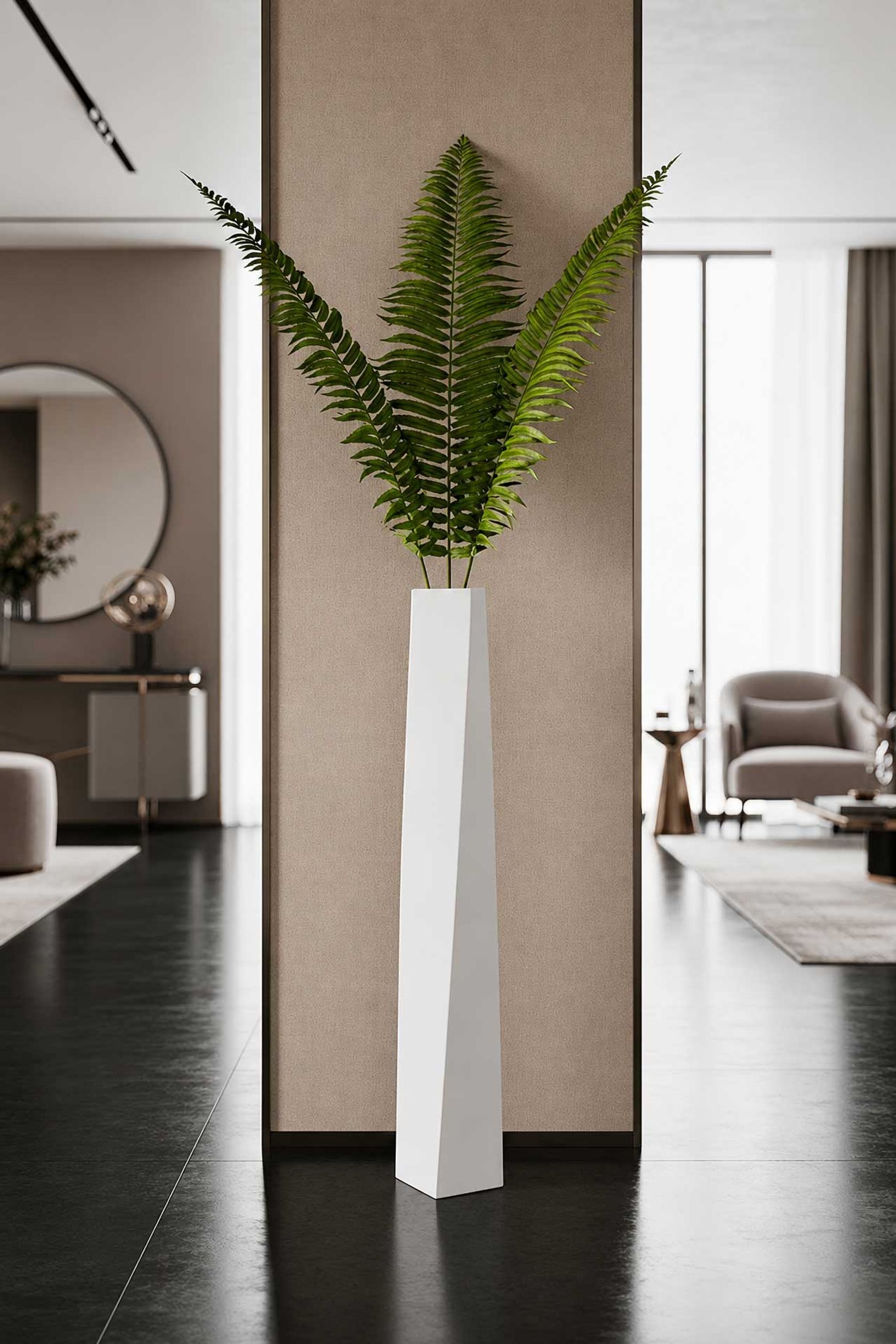 Bodenvase Standvase Fiberglas Weiß Matt HYDRON