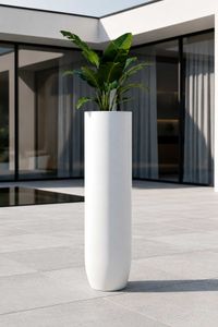 Pflanzgefäß Bodenvase SOLERIO Fiberglas Weiß Matt