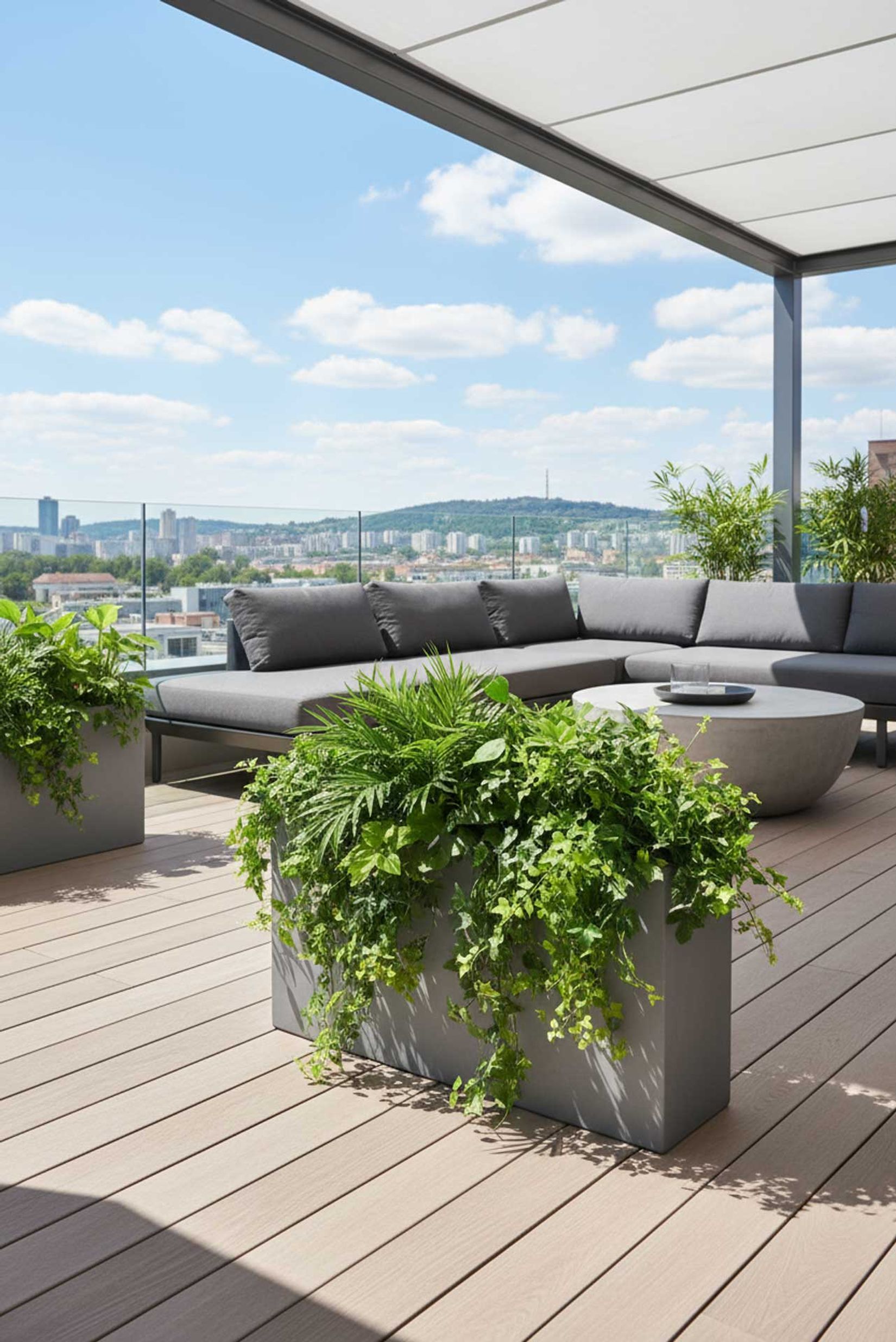 Pflanzkübel Raumteiler Fiberglas Beton-Design Grau ELEMENTO SLIM