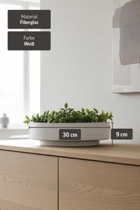 Pflanzschale Dekoschale rund Fiberglas ESCADA LOW Weiß Matt