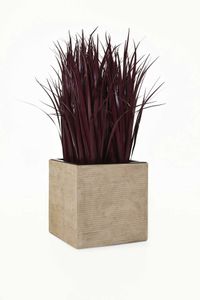 Pflanzkübel Blumenkübel Fiberglas "Block" Würfel, Beige gestreift