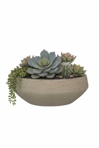 Pflanzschale Dekoschale Fiberglas SKRELLE Vulkanbeige