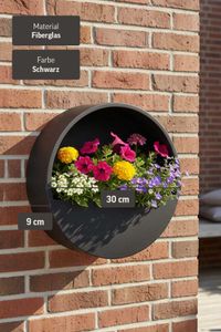 Wandtopf Wandkübel Wandblumentopf MURA Fiberglas Schwarz