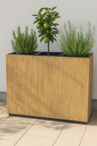 Pflanzkübel Raumteiler Recycling Holz "Elemento", Antik Braun