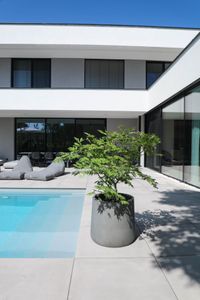 Blumentopf Pflanzkübel Fiberglas VEKRA Beton-Design Grau