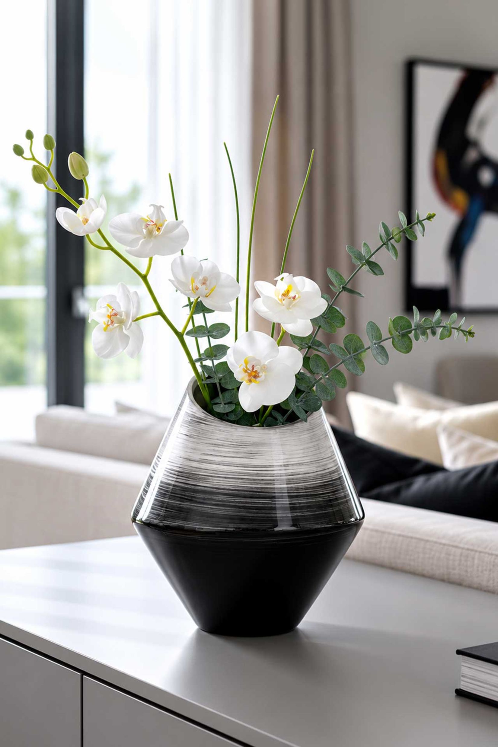 Dekovase SARI Fiberglas 25x27 cm Silber