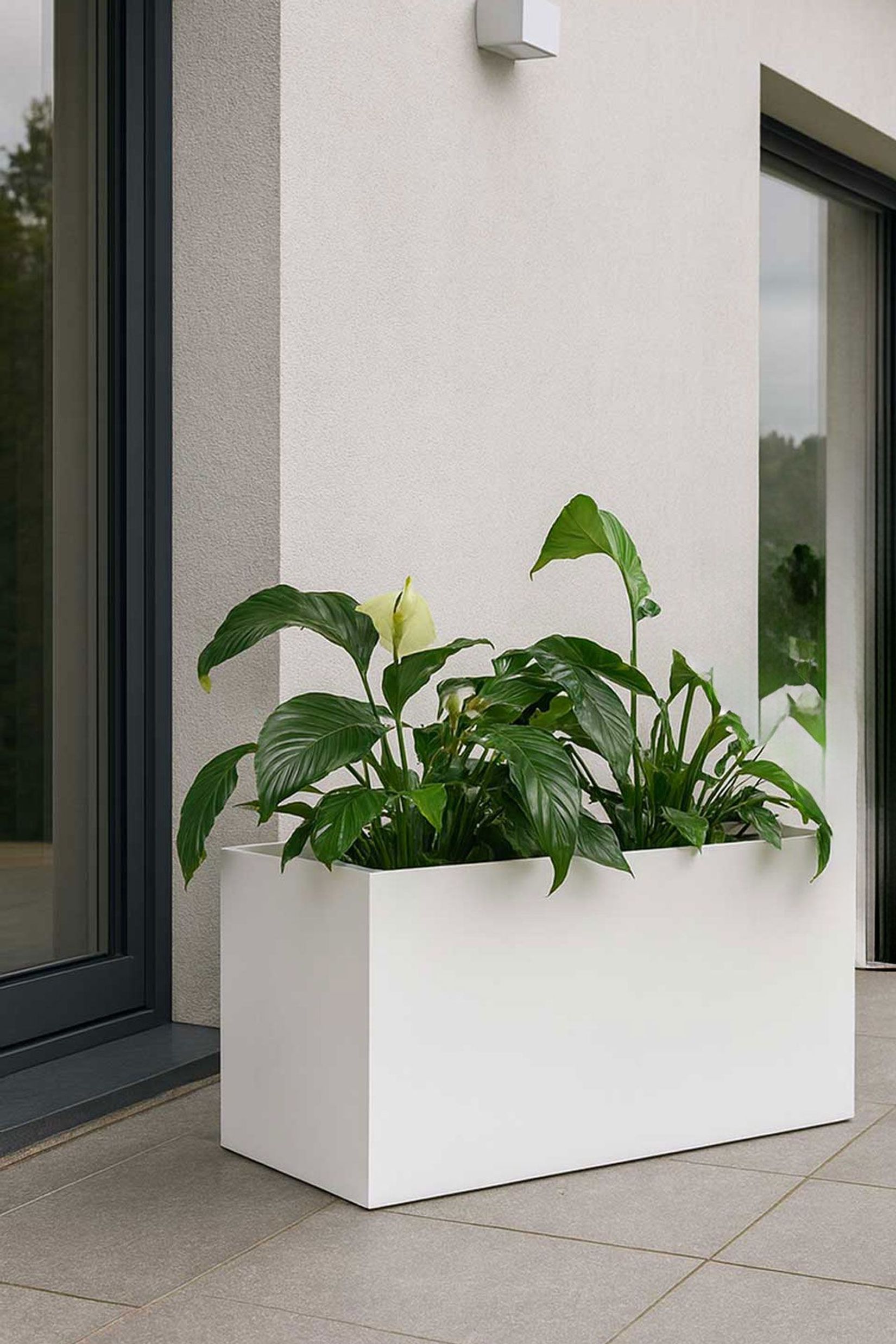 Pflanzkübel Pflanztrog Fiberglas "Maxi", Weiß Matt