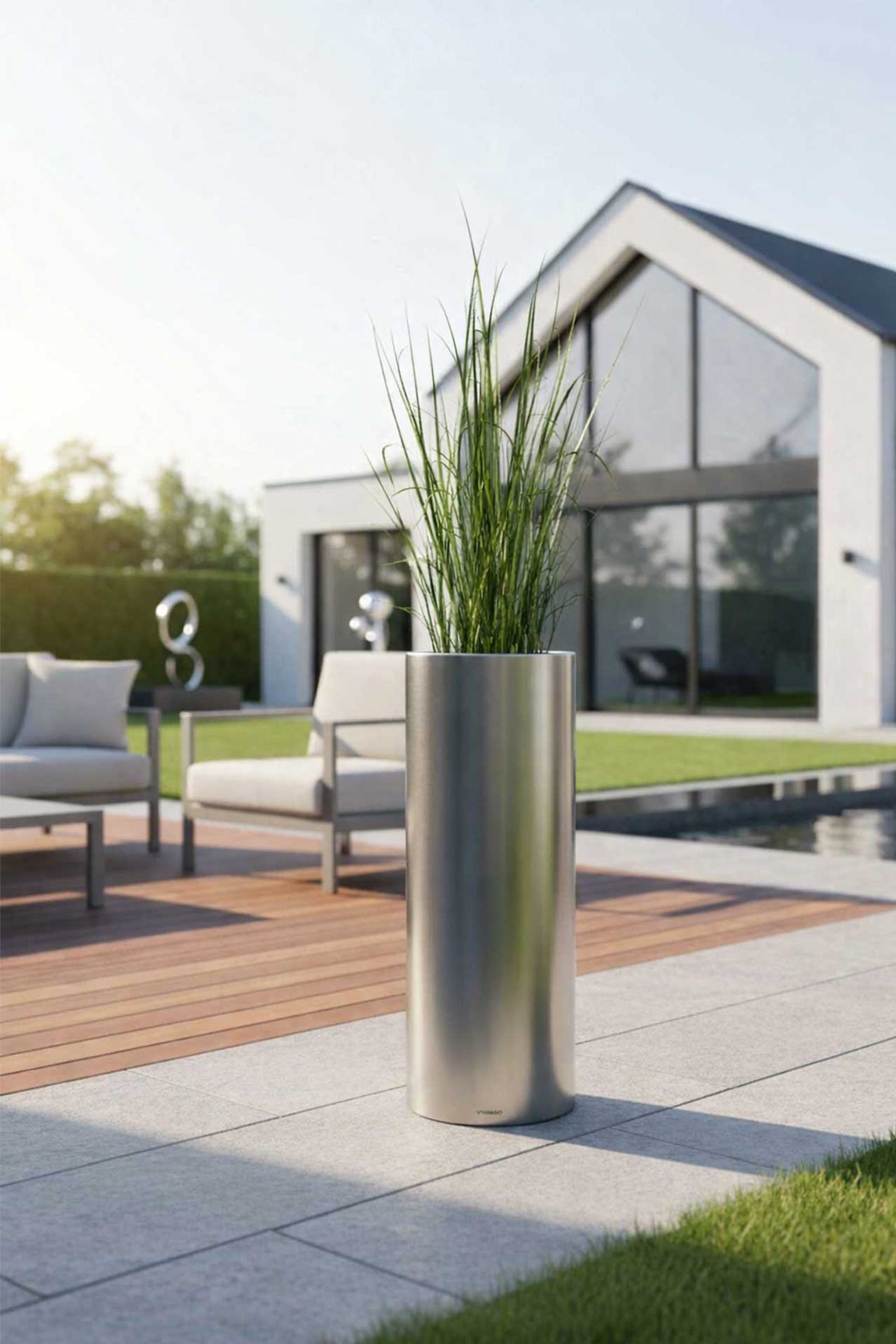 Pflanzkübel Blumenkübel Edelstahl "Estra", Gebürstet