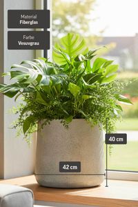 Blumentopf Pflanzkübel Fiberglas VEKRA Vesuvgrau