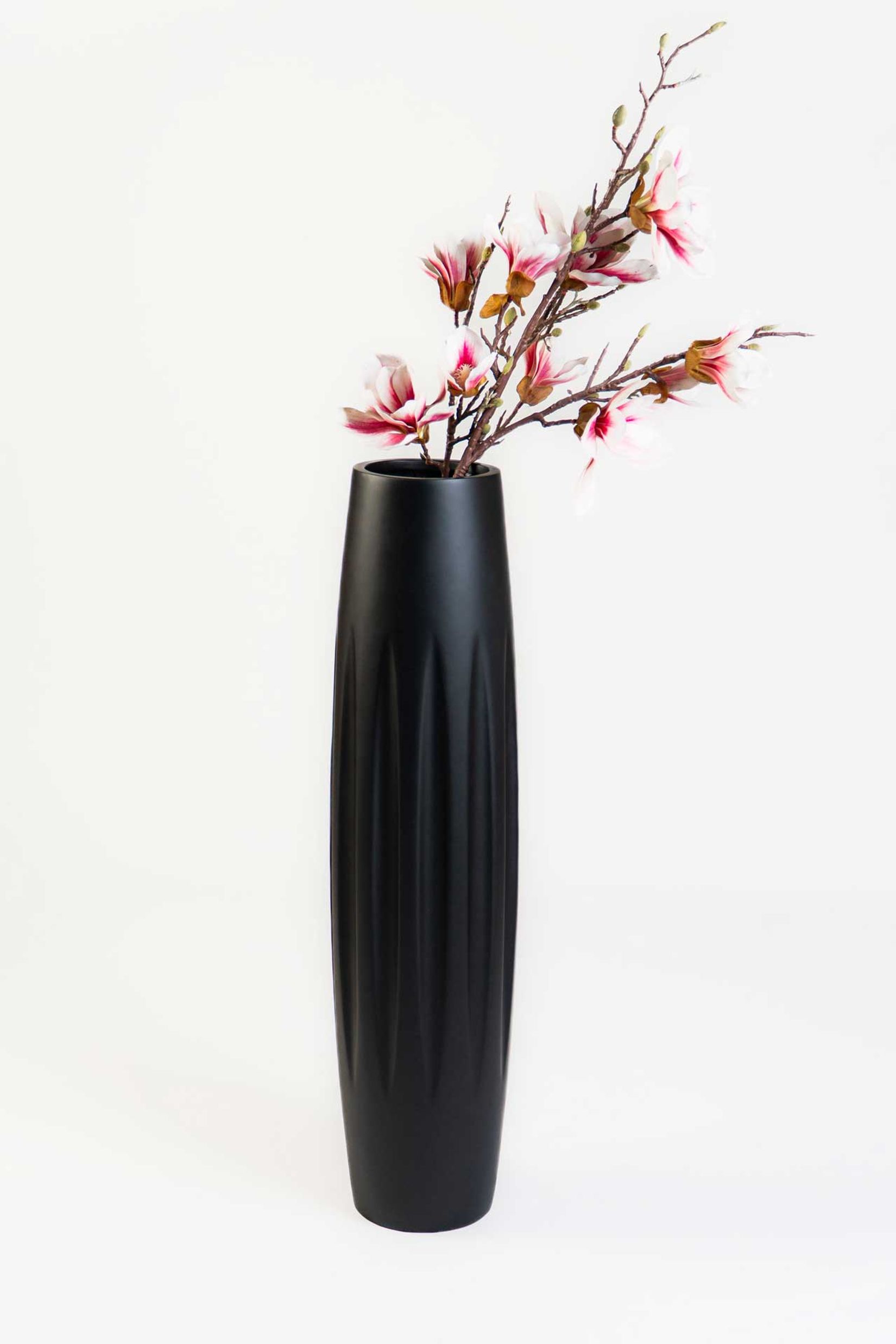 Bodenvase Fiberglas VERTIGA Schwarz Matt