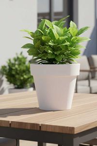 Blumentopf Pflanzkübel aus Kunststoff Rund Weiß LEVANTA