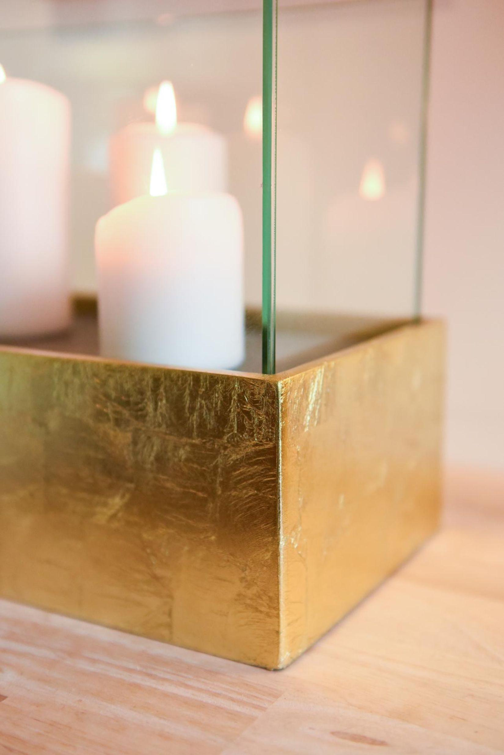 Deko-Windlicht Kerzenhalter rechteckig CANDELITO Gold Hochglanz