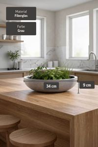 Pflanzschale Blumenschale Fiberglas PLANA Beton-Design Grau