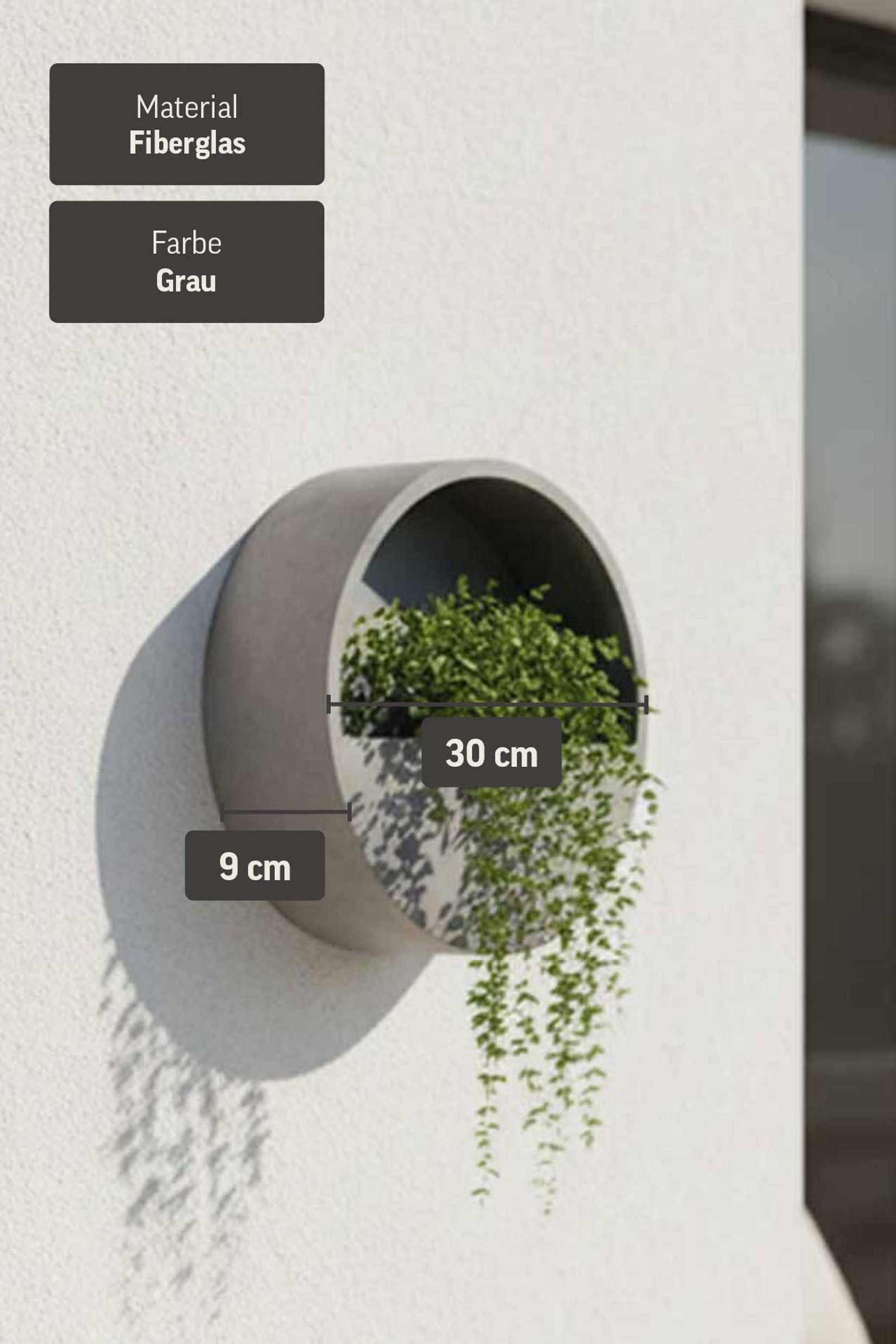 Wandtopf Wandkübel Wandblumentopf MURA Fiberglas Grau Wandtopf Wandkübel Wandblumentopf MURA Fiberglas Grau