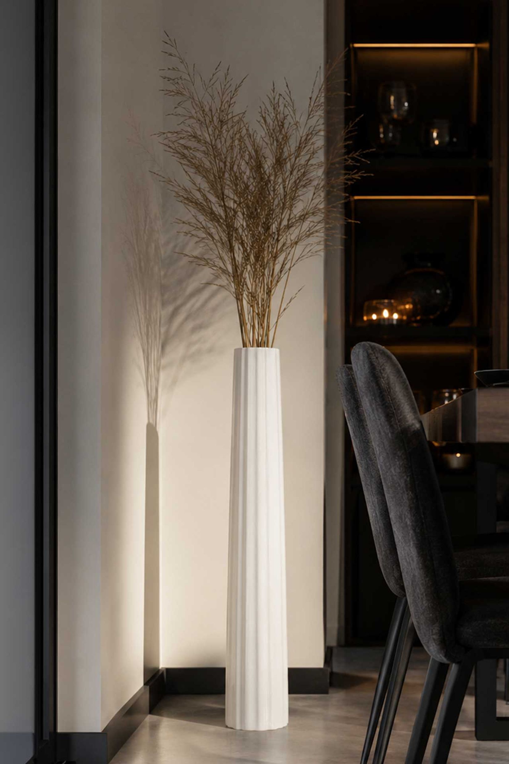 Bodenvase ALGOLIA Fiberglas 12x80 cm Weiß