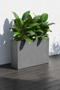 Pflanzkübel Raumteiler Fiberglas "Elemento", Beton-Design, Grau