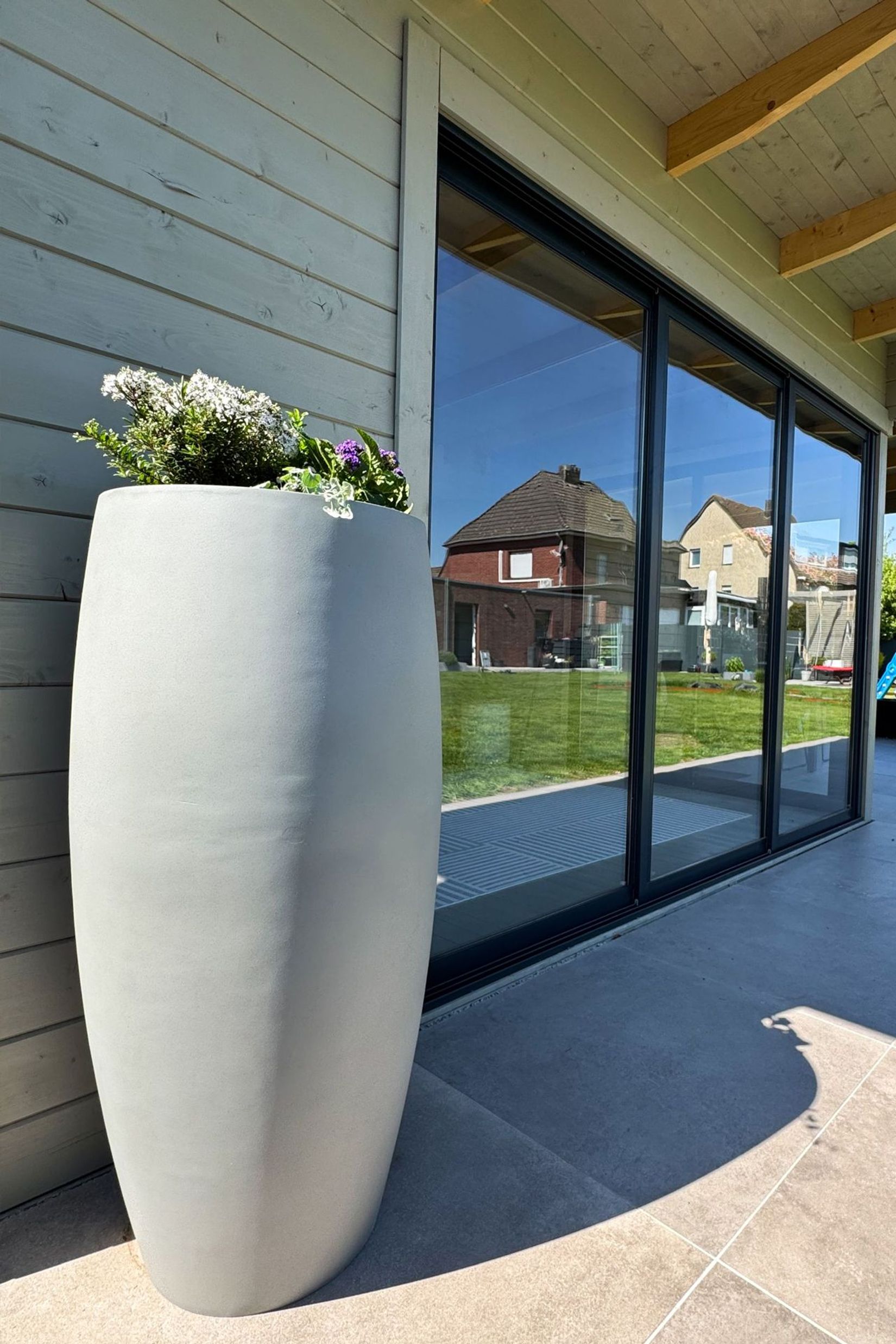 Pflanzkübel Blumenkübel Fiberglas OPUS - Beton-Design Grau