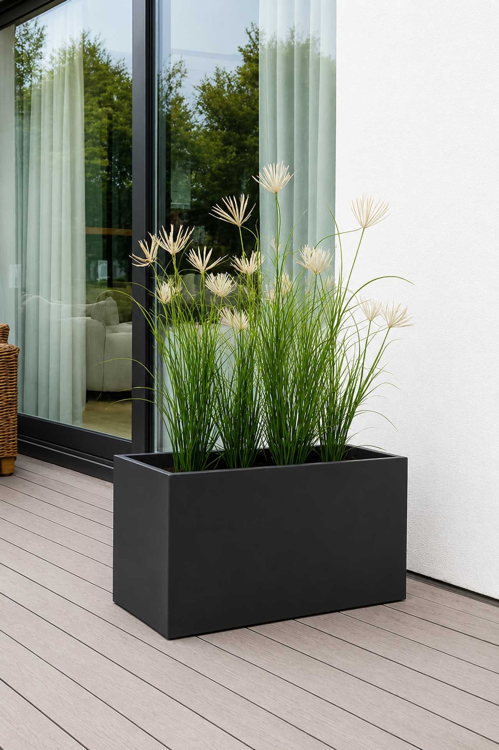 Pflanzkübel Pflanztrog Fiberglas "Maxi", Anthrazit