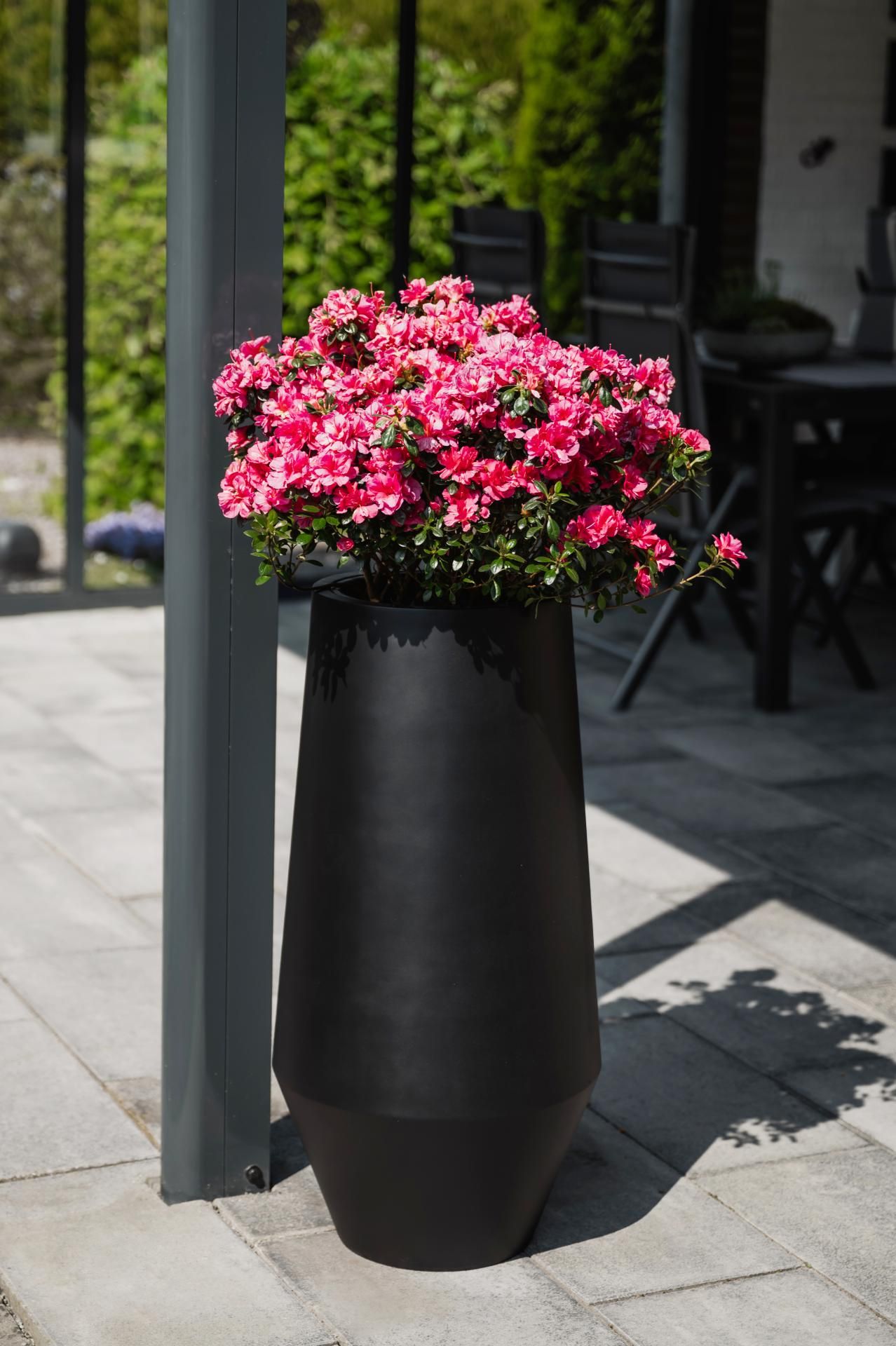 Pflanzkübel Bodenvase Fiberglas BERBELA Schwarz Matt | 181010380