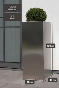 Blumenkübel Pflanzkübel Edelstahl "Block" Säule, Gebürstet