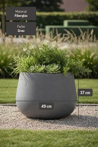 Blumentopf Pflanztopf Fiberglas GIRAR Beton-Design Grau