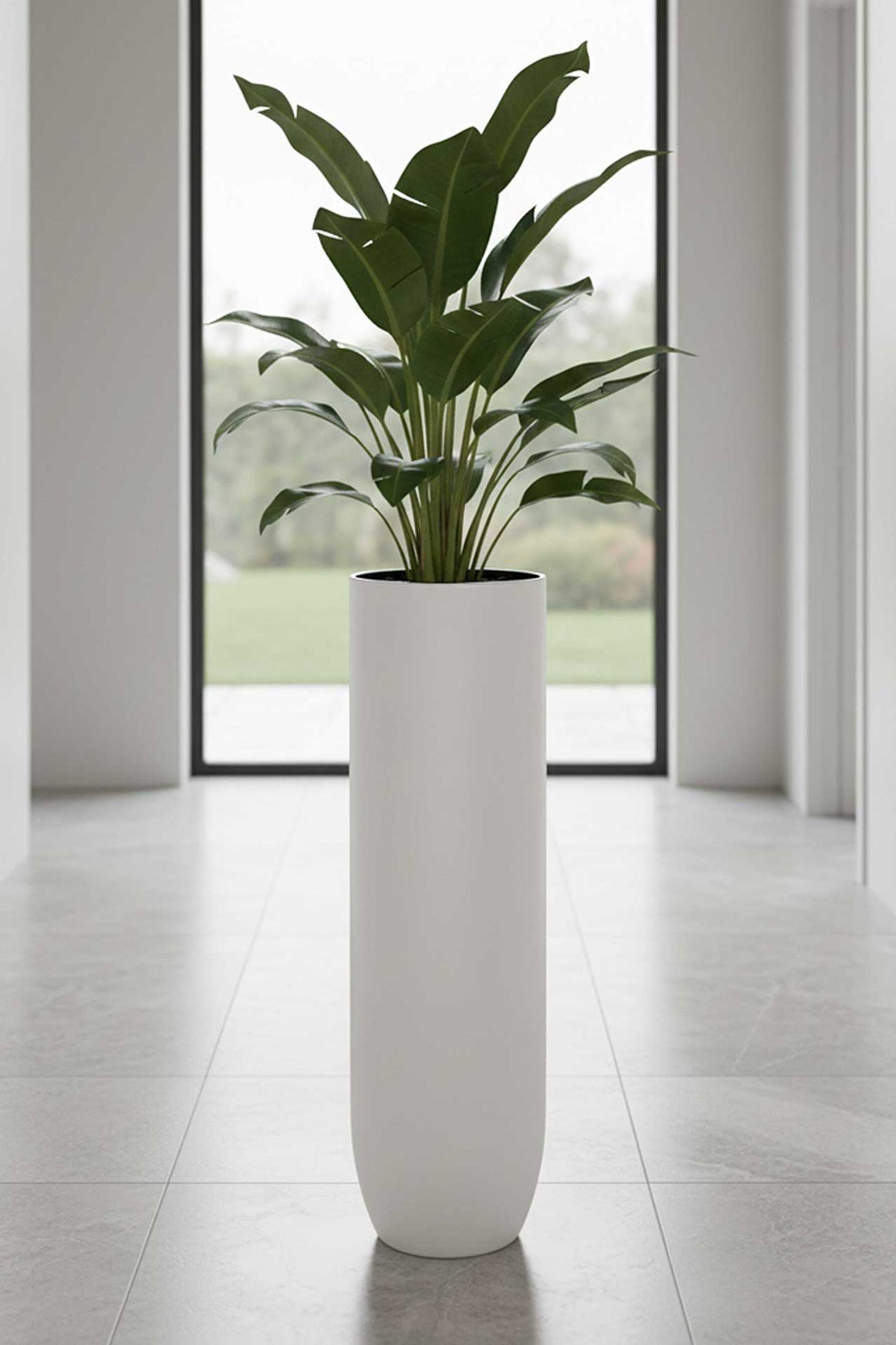 Pflanzgefäß Bodenvase SOLERIO Fiberglas Weiß Matt Pflanzgefäß Bodenvase SOLERIO Fiberglas Weiß Matt