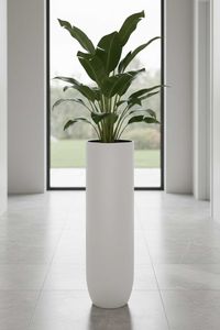Pflanzgefäß Bodenvase SOLERIO Fiberglas Weiß Matt Pflanzgefäß Bodenvase SOLERIO Fiberglas Weiß Matt