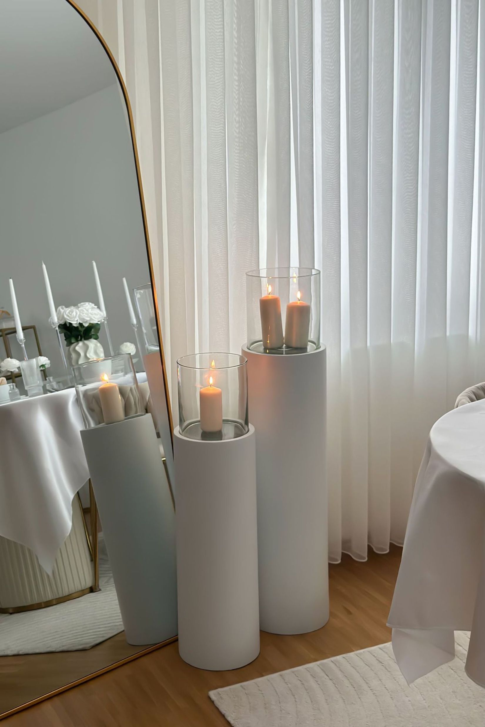 Windlichtsäule Windlicht rund CANDIRO Weiß Matt Windlichtsäule Windlicht rund CANDIRO Weiß Matt