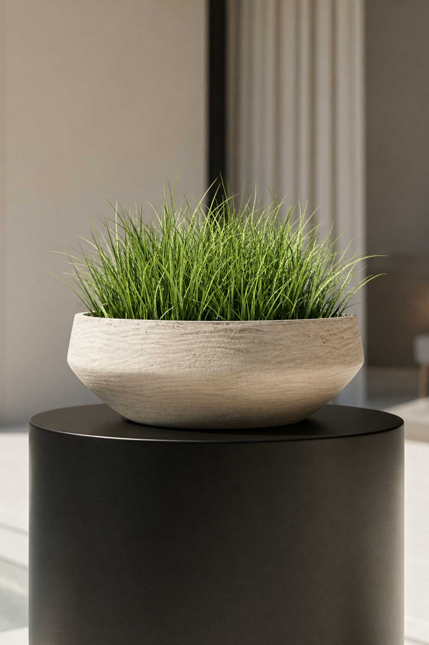 Pflanzschale Dekoschale Fiberglas SKRELLE Vulkanbeige