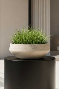 Pflanzschale Dekoschale Fiberglas SKRELLE Vulkanbeige