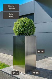 Blumenkübel Pflanzkübel Edelstahl "Block" Säule, Gebürstet