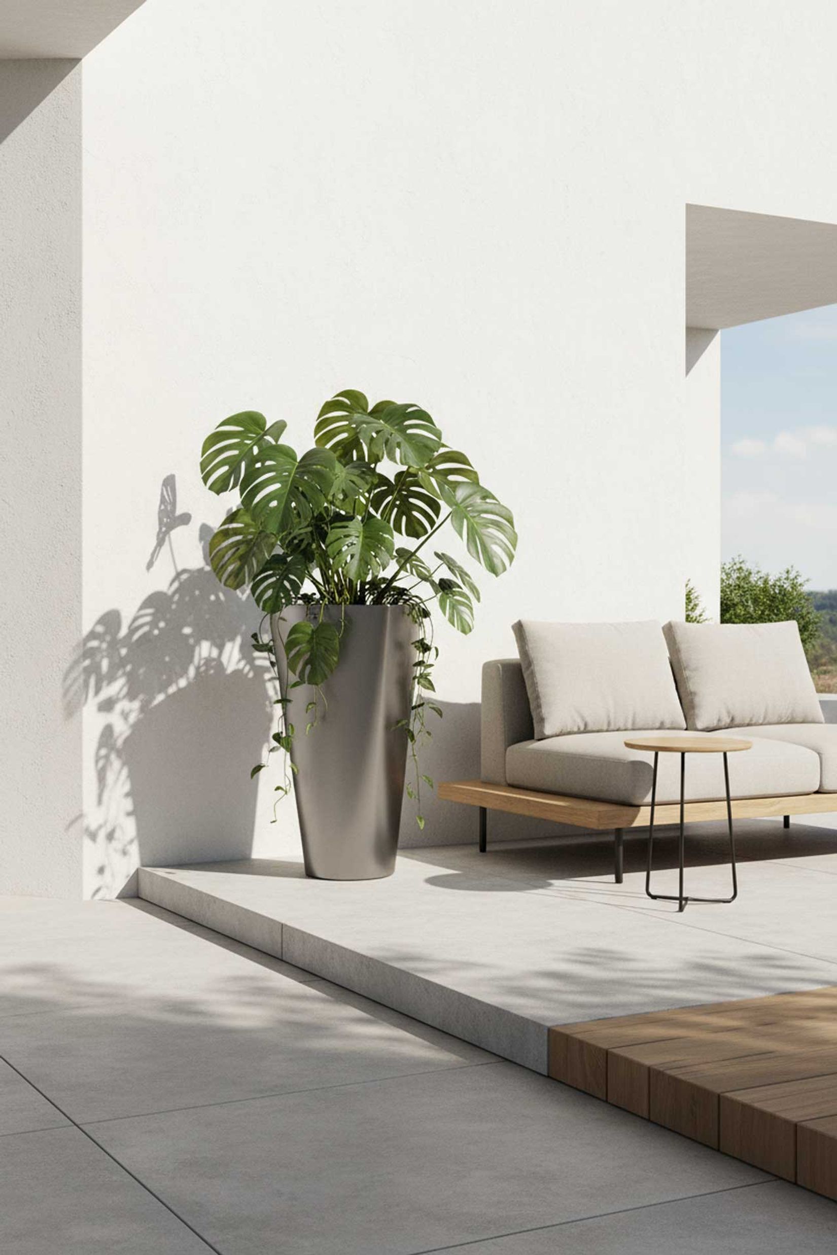 Pflanzkübel Blumenkübel Edelstahl "Triangle", Gebürstet