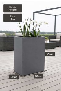 Pflanzkübel Raumteiler Fiberglas "Elemento", Beton-Design, Grau