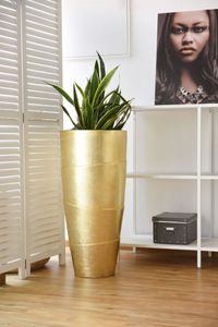 Exklusiver Blumenkübel Pflanzkübel Fiberglas MOENA - Gold Hochglanz