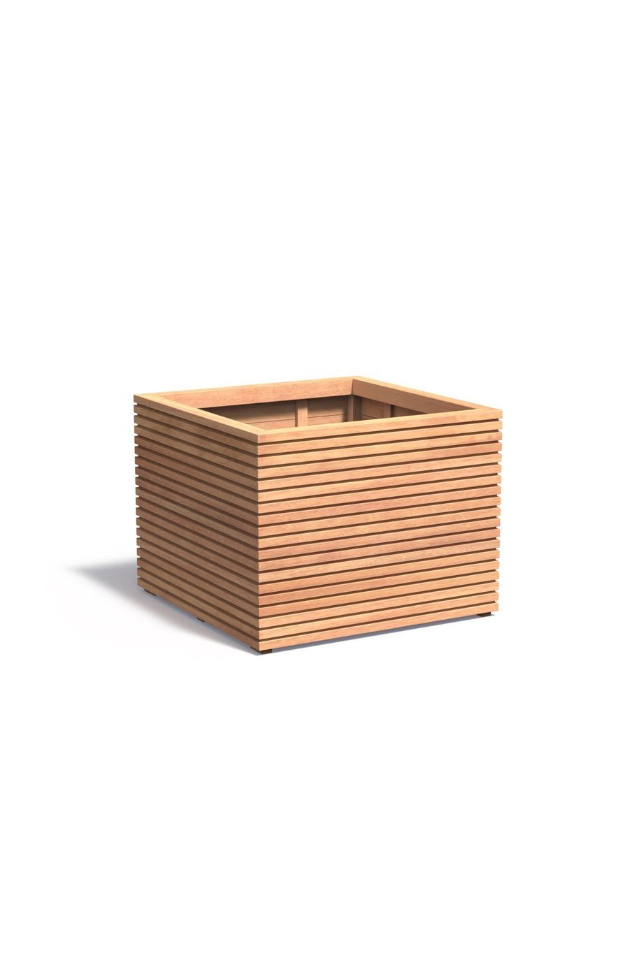 Pflanzkübel Holz Core Würfel gestreift (schmal) Braun VIVANNO