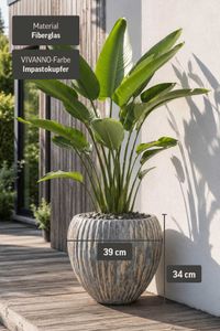 Pflanztopf DRAPER Fiberglas 39x34 cm Grau