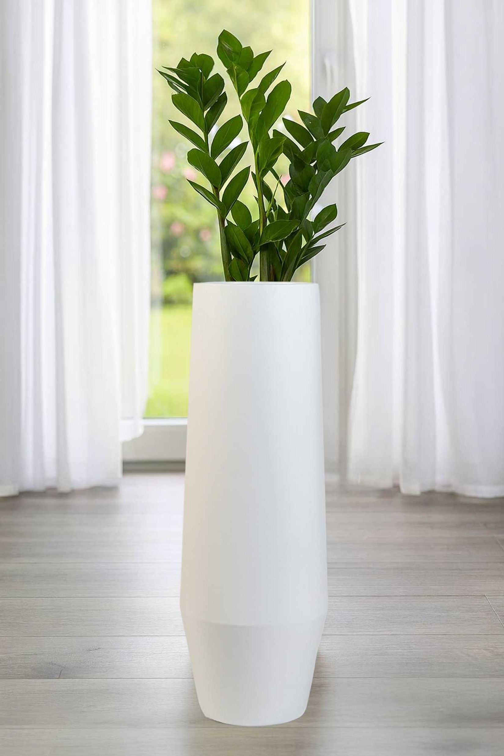 Pflanzkübel Bodenvase Fiberglas BERBELO Weiß Matt