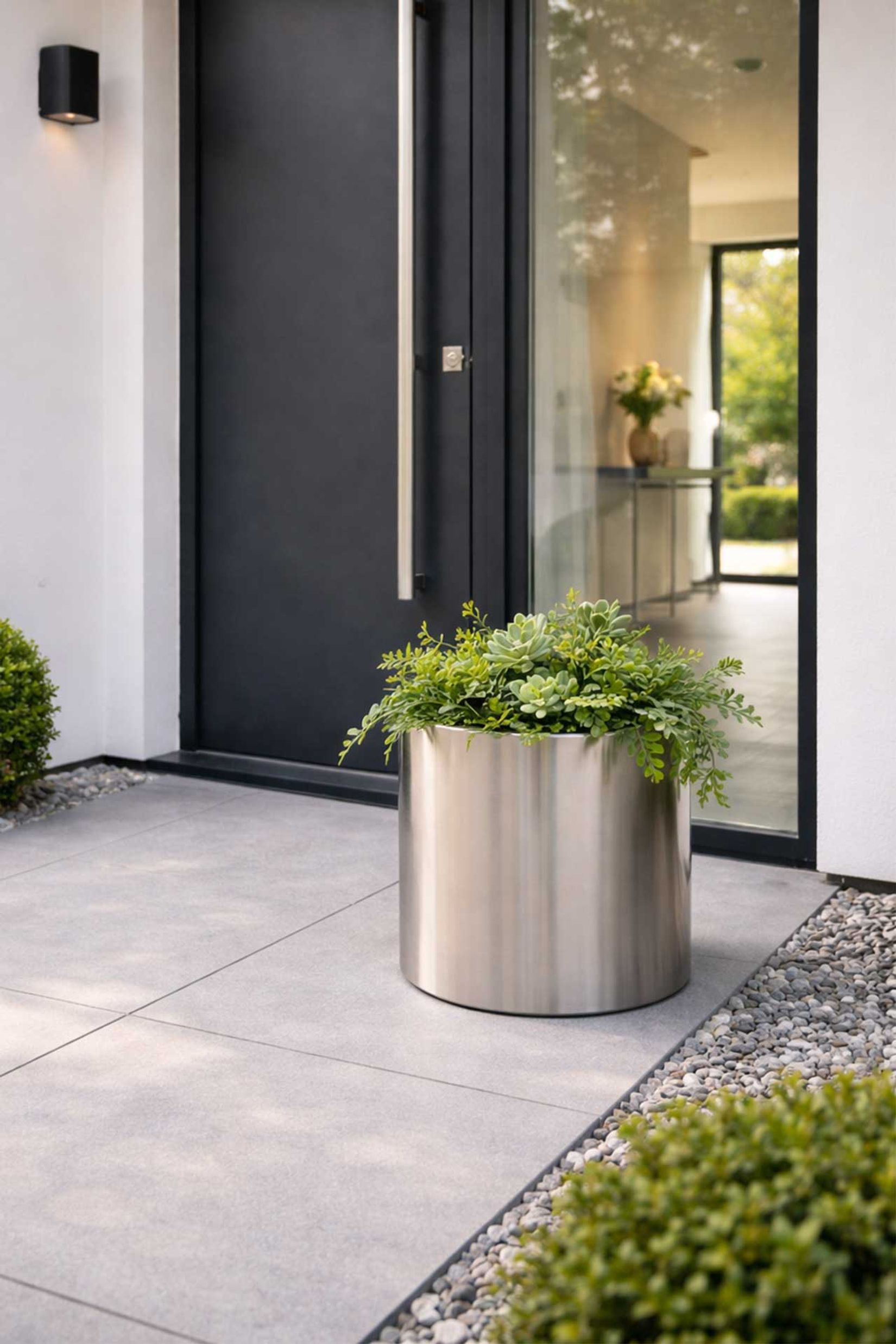 Pflanzkübel Blumenkübel Edelstahl "New Rondo", Gebürstet