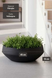 Pflanzschale Dekoschale Fiberglas SKRELLE Vulkangrau Pflanzschale Dekoschale Fiberglas SKRELLE Vulkangrau
