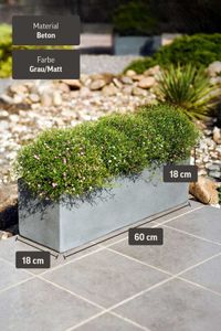 Blumenkasten Fensterbankkasten Beton "Flobo", Grau