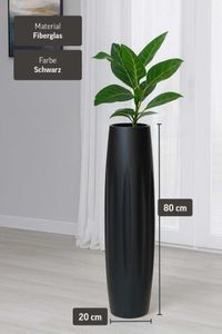 Bodenvase Fiberglas VERTIGA Schwarz Matt
