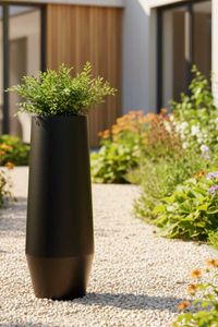 Pflanzkübel Bodenvase Fiberglas BERBELO Schwarz Matt