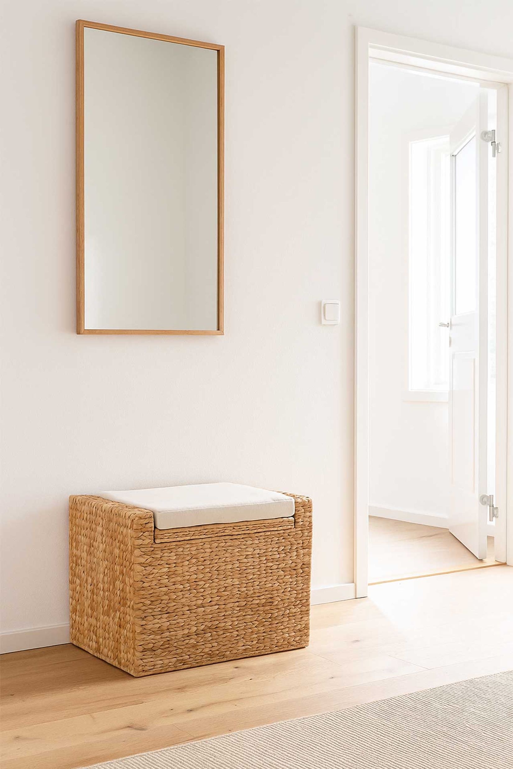 Hocker Sitzhocker mit Kissen Wasserhyazinthe "Mono Plus", Natur