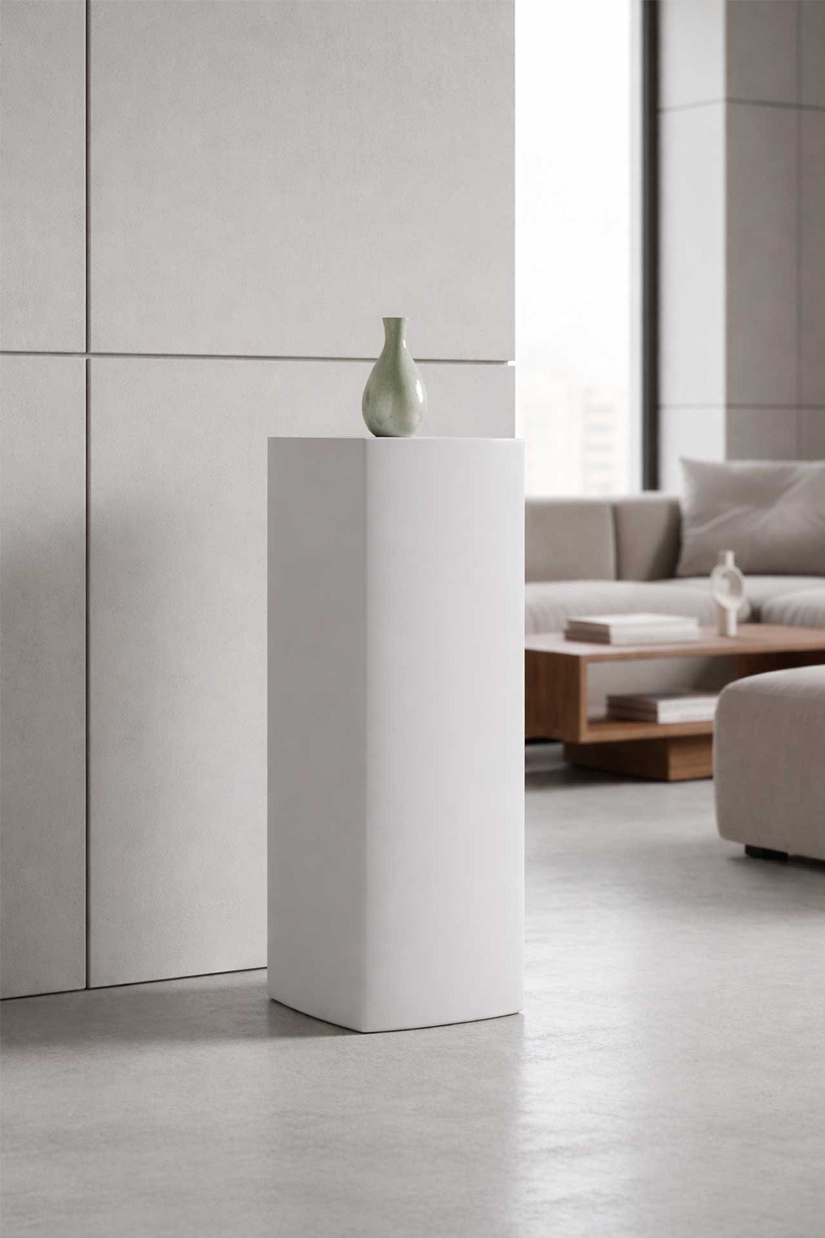 Sockel Säule Fiberglas Weiß matt PODEST 100 cm Höhe