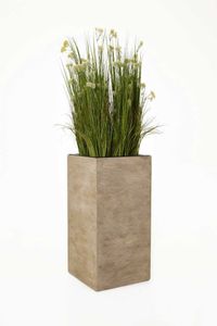 Pflanzkübel Blumenkübel Fiberglas "Block" Säule, Beige gestreift