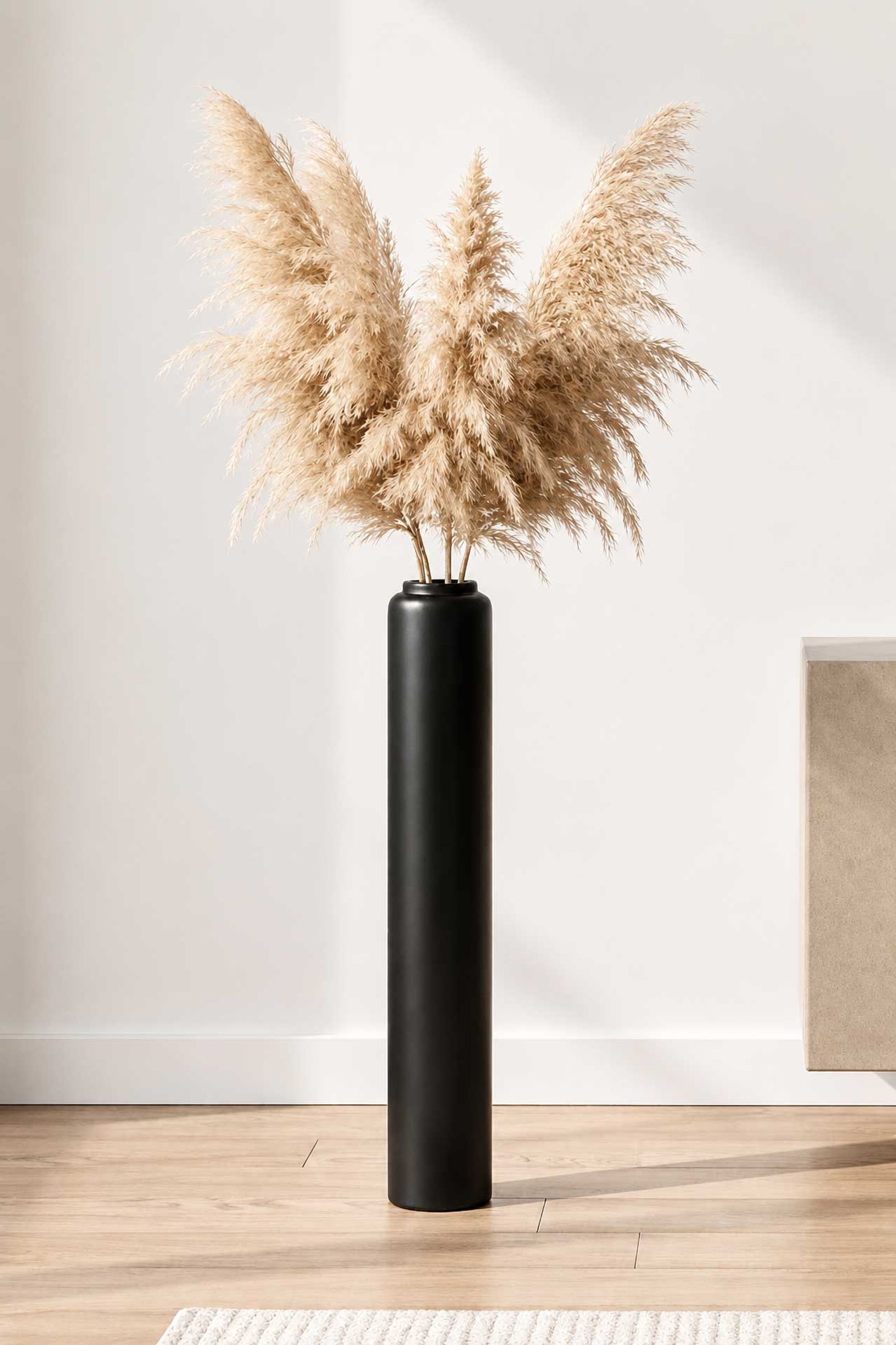 Bodenvase Fiberglas Schwarz Matt DIRETO