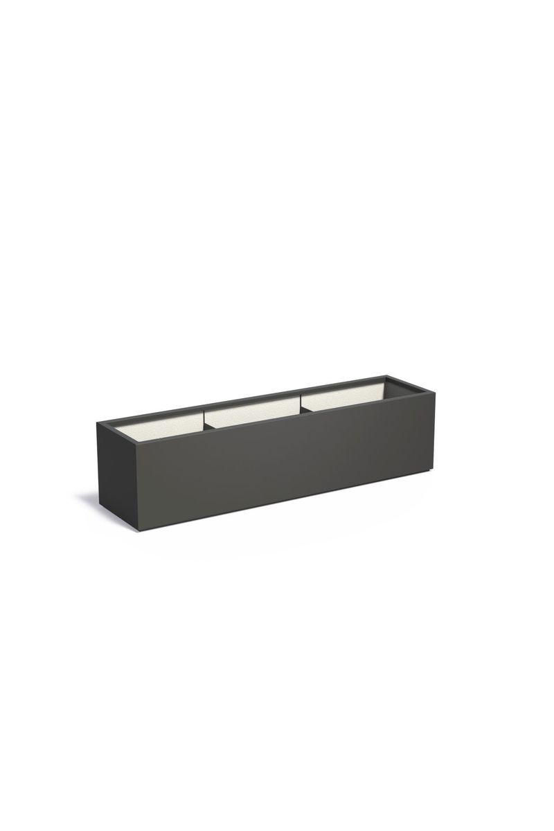 Pflanzkübel Blumenkasten rechteckig GFK BOXA Schwarzgrau Matt